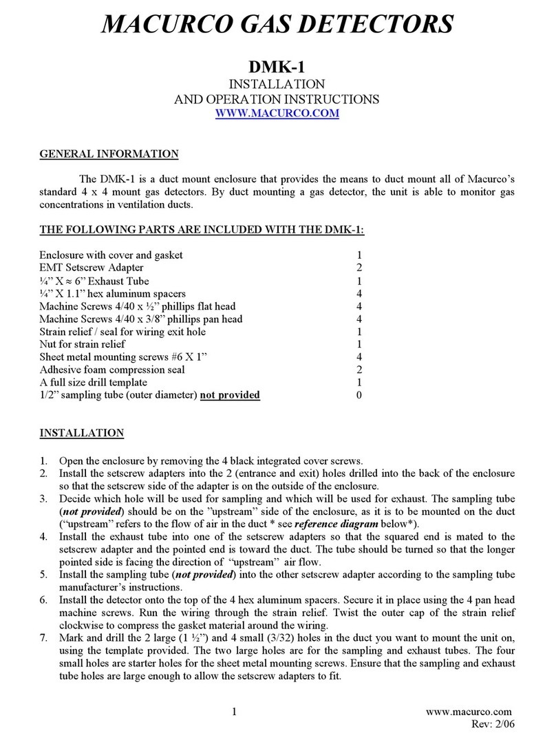 Macurco DMK-1 Installation and operation instructions