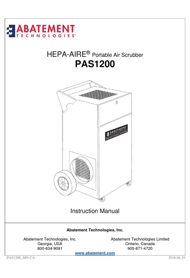 Abatement Technologies HEPA-AIRE PAS1200 instruction manual Abatement Technologies HEPA-AIRE PAS1200 instruction manual