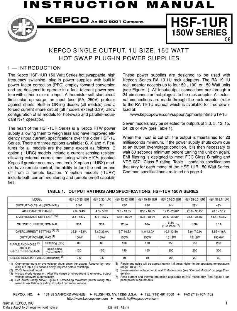 KEPCO HSF 3.3-30-1UR User manual