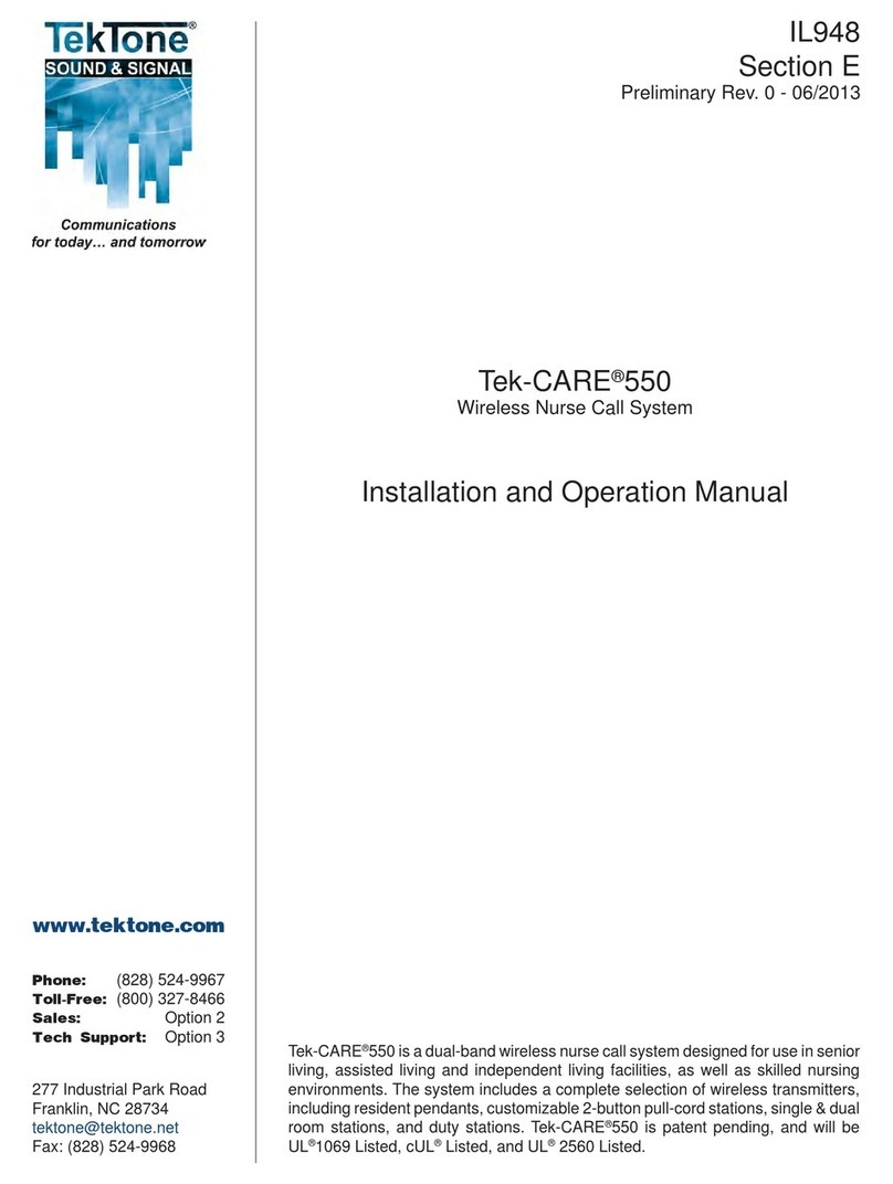TekTone Tek-CARE 550 Installation and operation manual TekTone Tek-CARE 550 Installation and operation manual