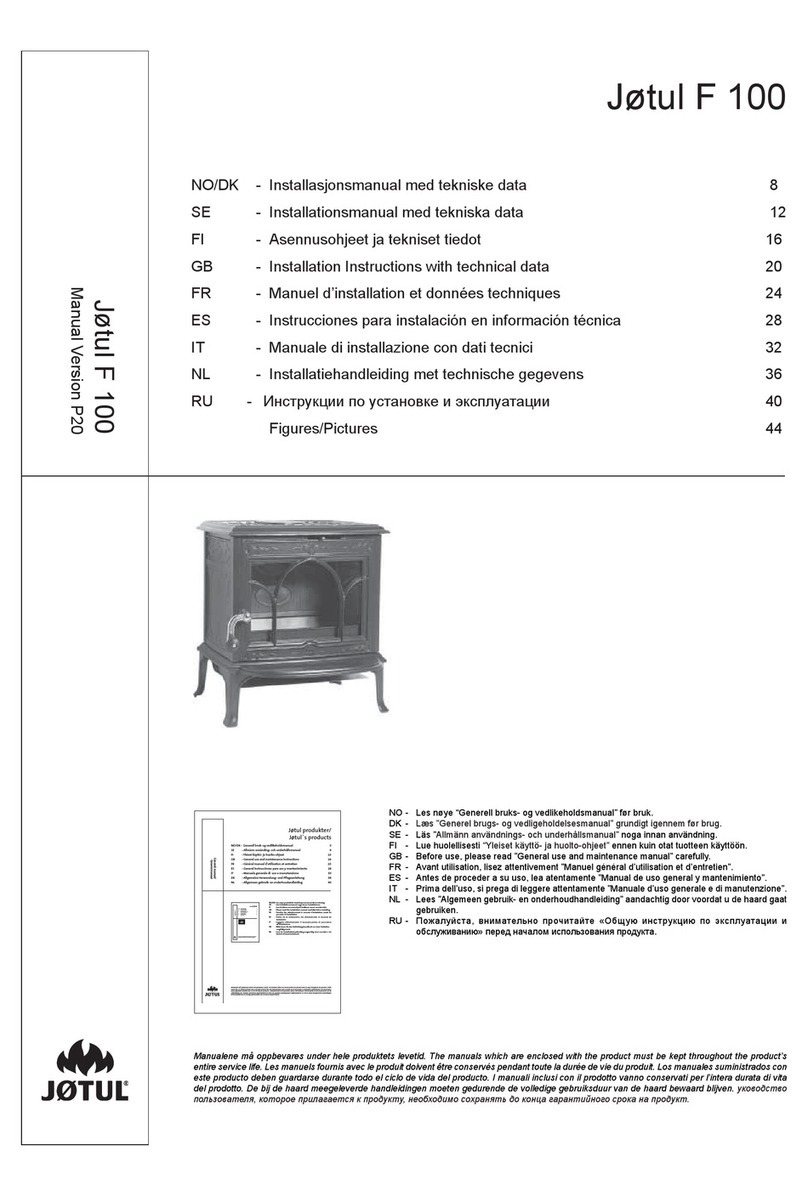 Jøtul F 100 Nordic Installation instructions with technical data