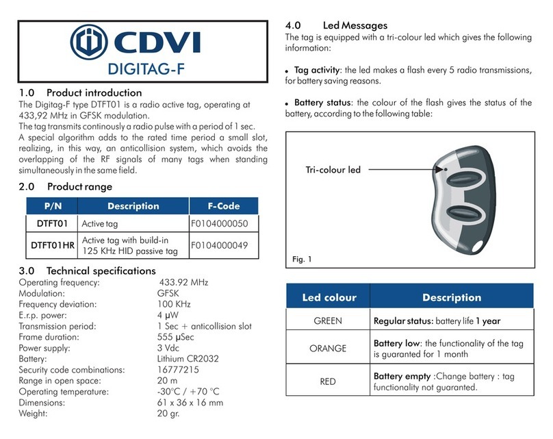 CDVI DIGITAG-F DTFT01 User manual