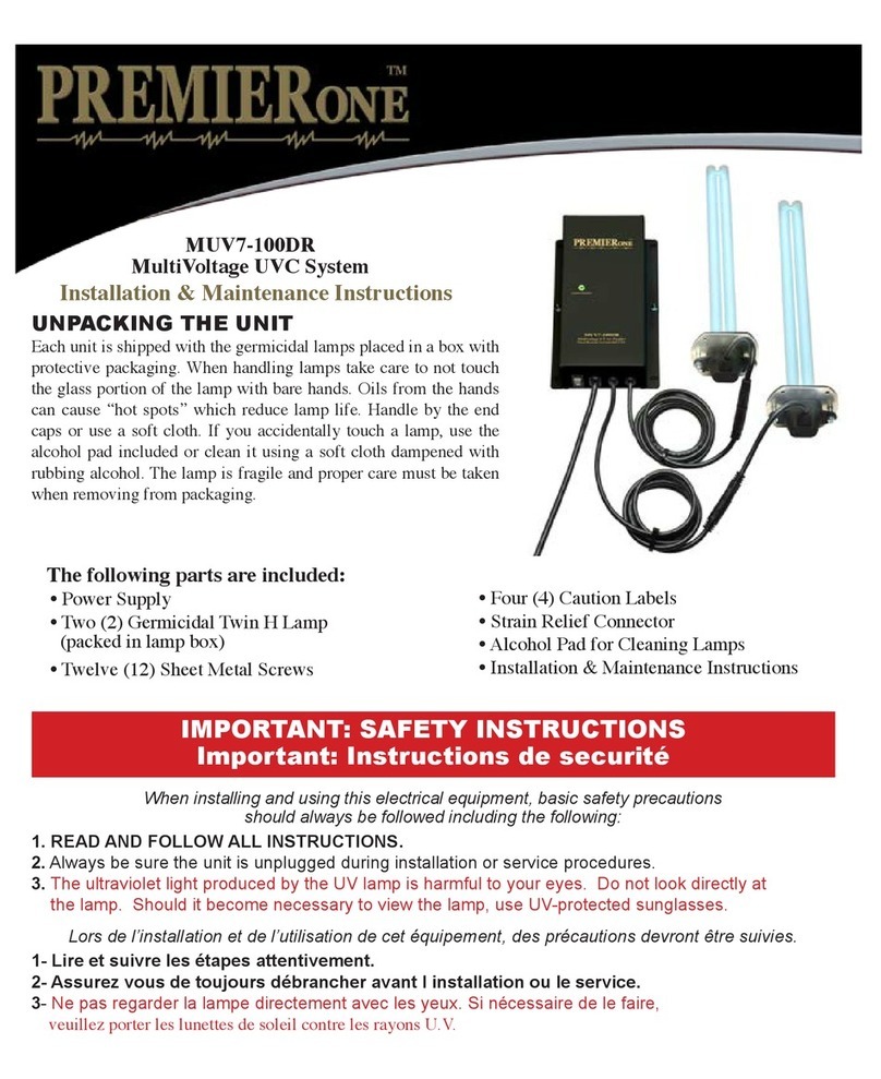 PremierOne MUV7-100DR Installation & maintenance instructions