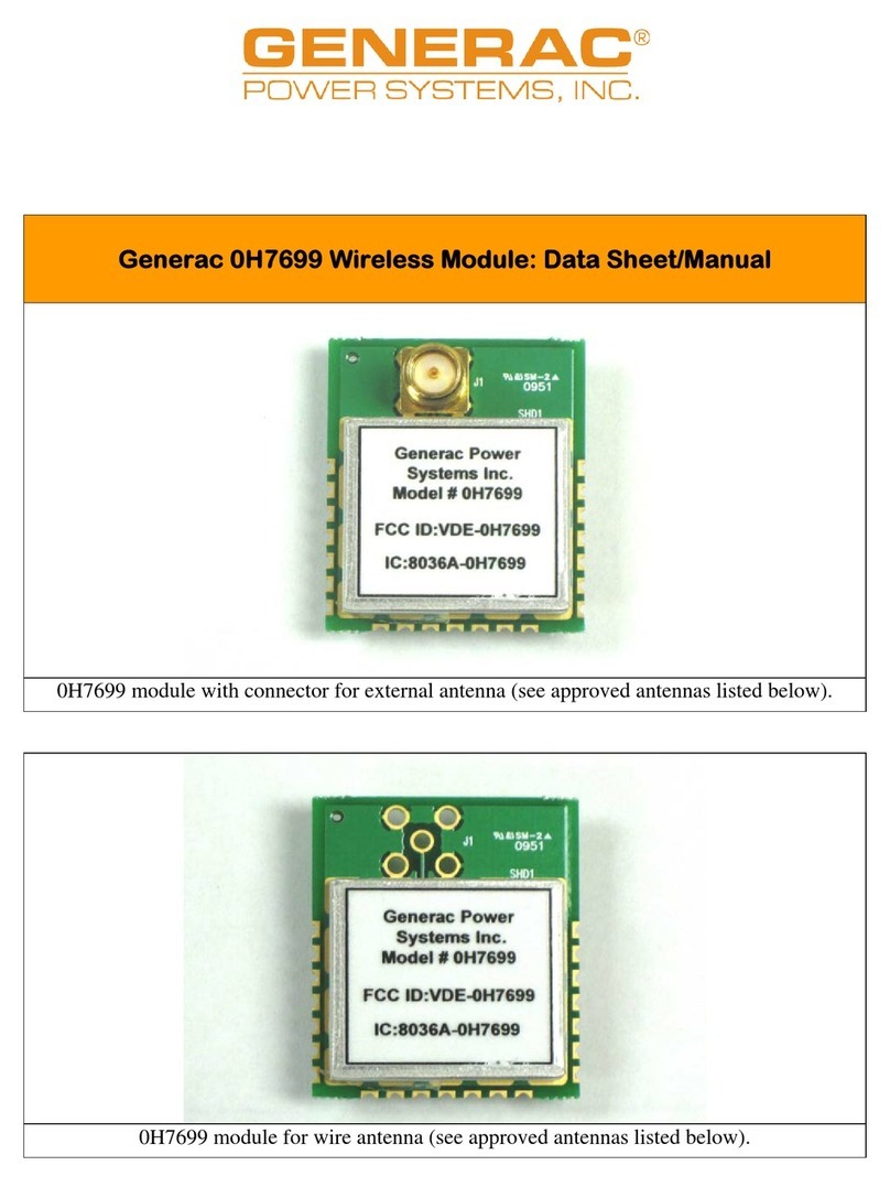 Generac Power Systems 0H7699 Data Sheet / Manual Generac Power Systems 0H7699 Data Sheet / Manual