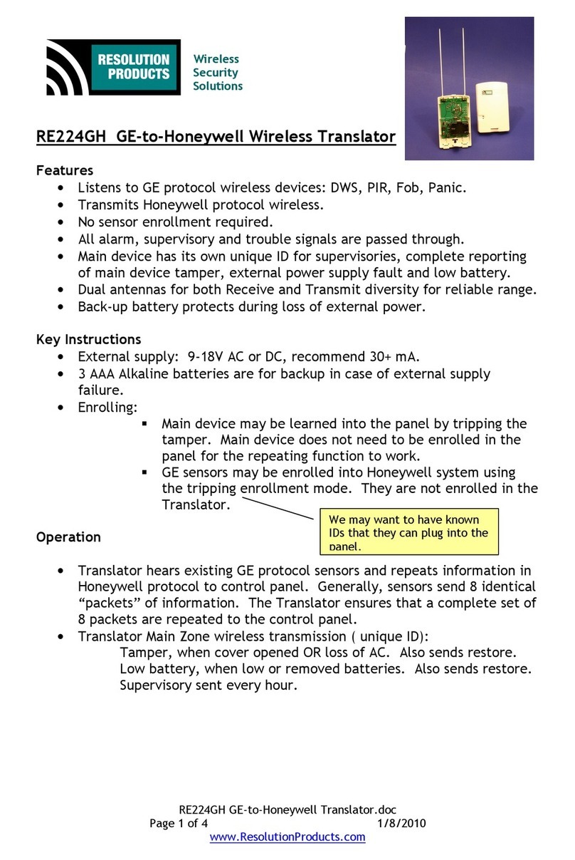 Resolution Products RE224GH User manual