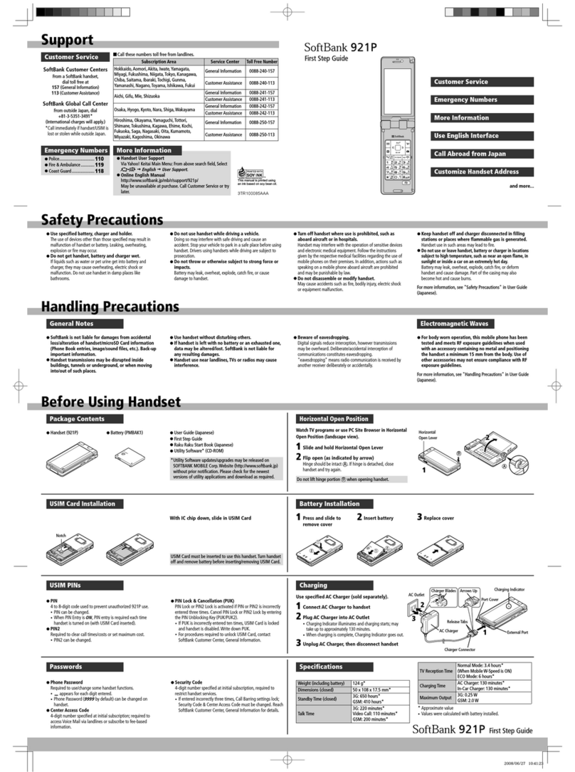SoftBank 921P User manual SoftBank 921P User manual