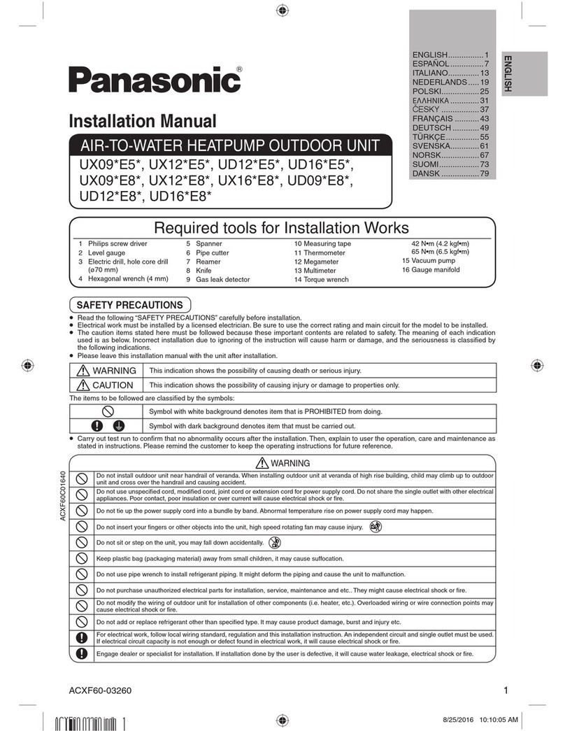 Panasonic UX09*E5 Series installation manual Panasonic UX09*E5 Series installation manual