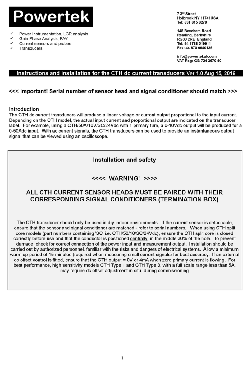 PowerTek CTH 1 Instructions and installation