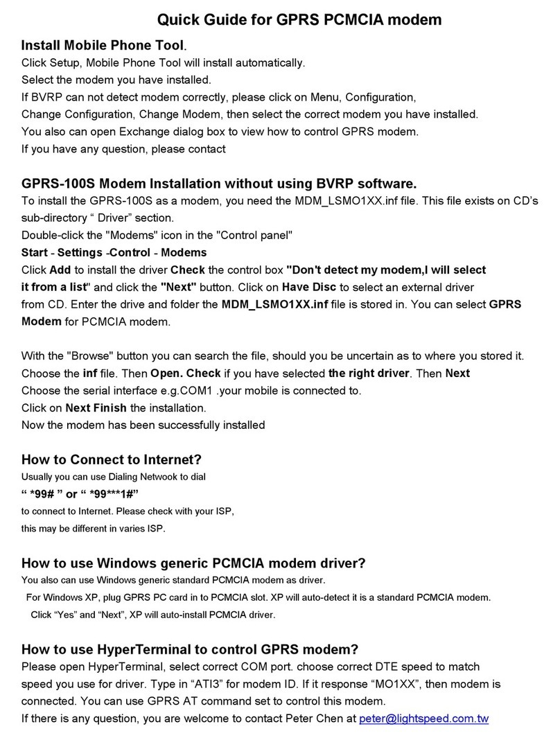 Lightspeed GPRS-100S quick guide