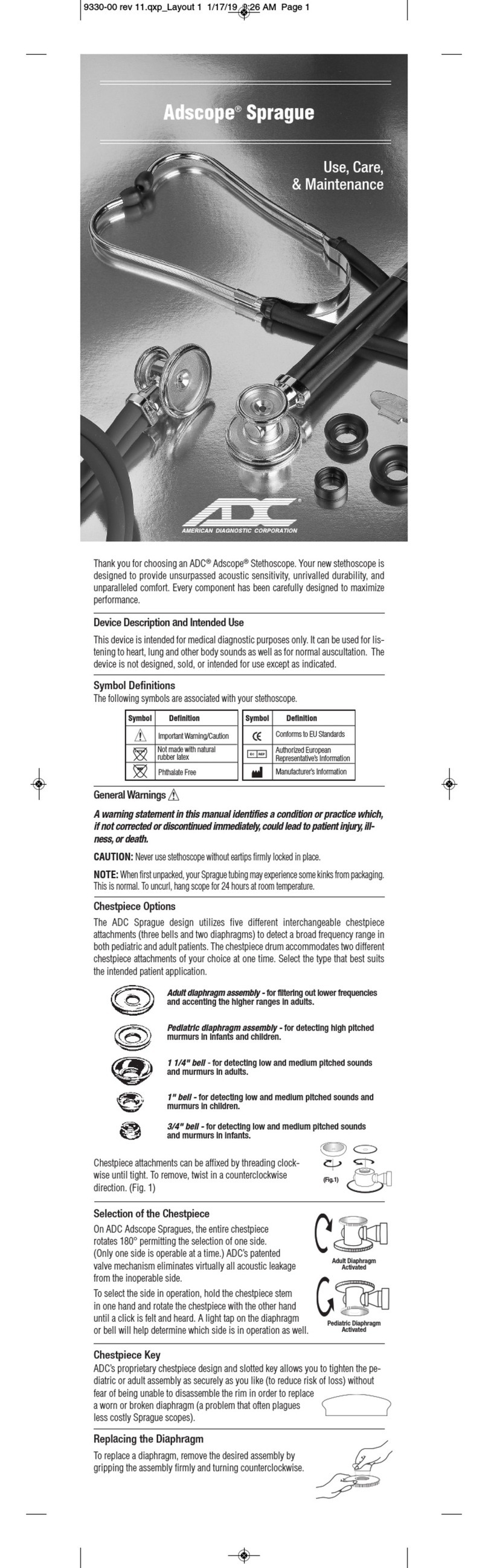 ADC Adscope Sprague Maintenance manual