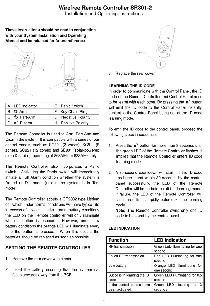 EVERSPRING SR801-2 Installation and operating instructions