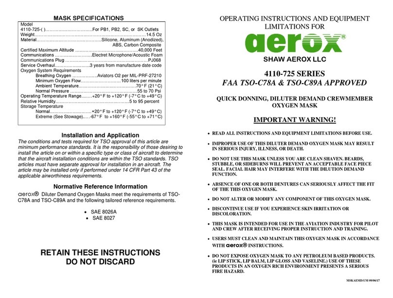 Aerox 4110-725 SERIES OPERATING INSTRUCTIONS AND EQUIPMENT LIMITATIONS