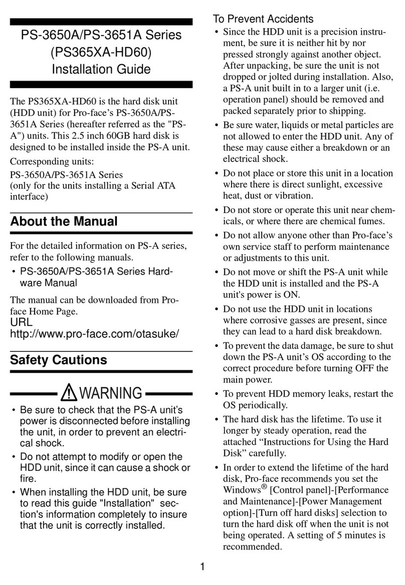 Pro-face PS-3650A Series installation guide Pro-face PS-3650A Series installation guide