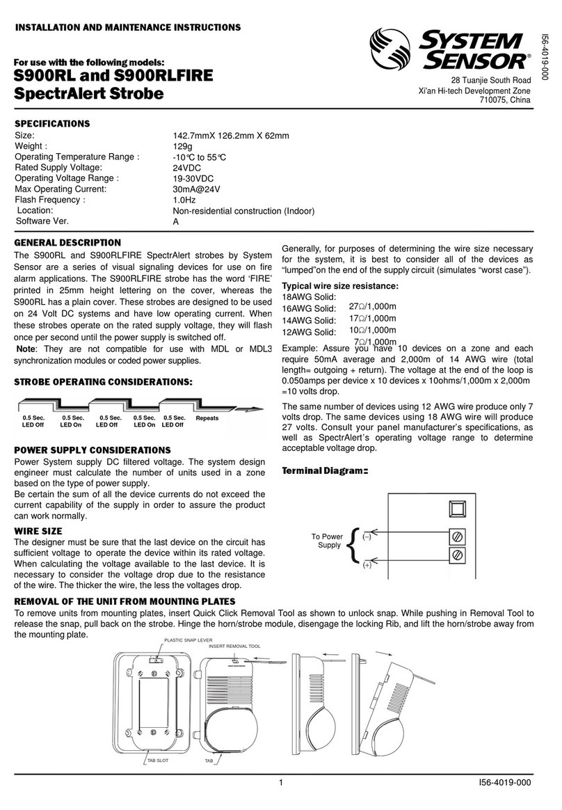 System Sensor SpectrAlert S900RLFIRE User manual