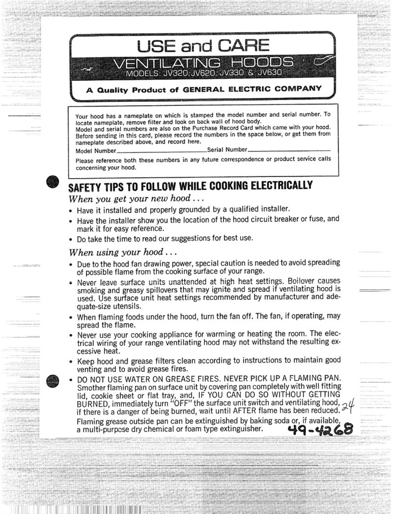 GE JV320 Use and care