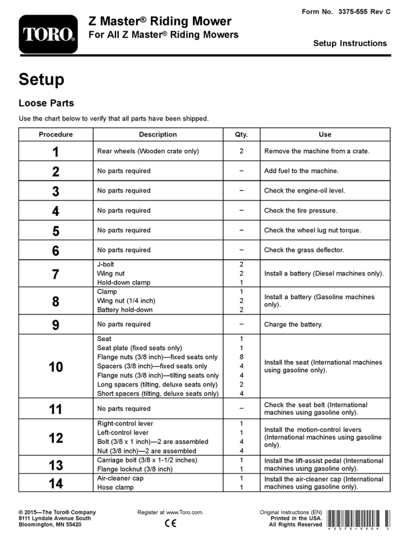 Toro Z Master Series Setup instructions