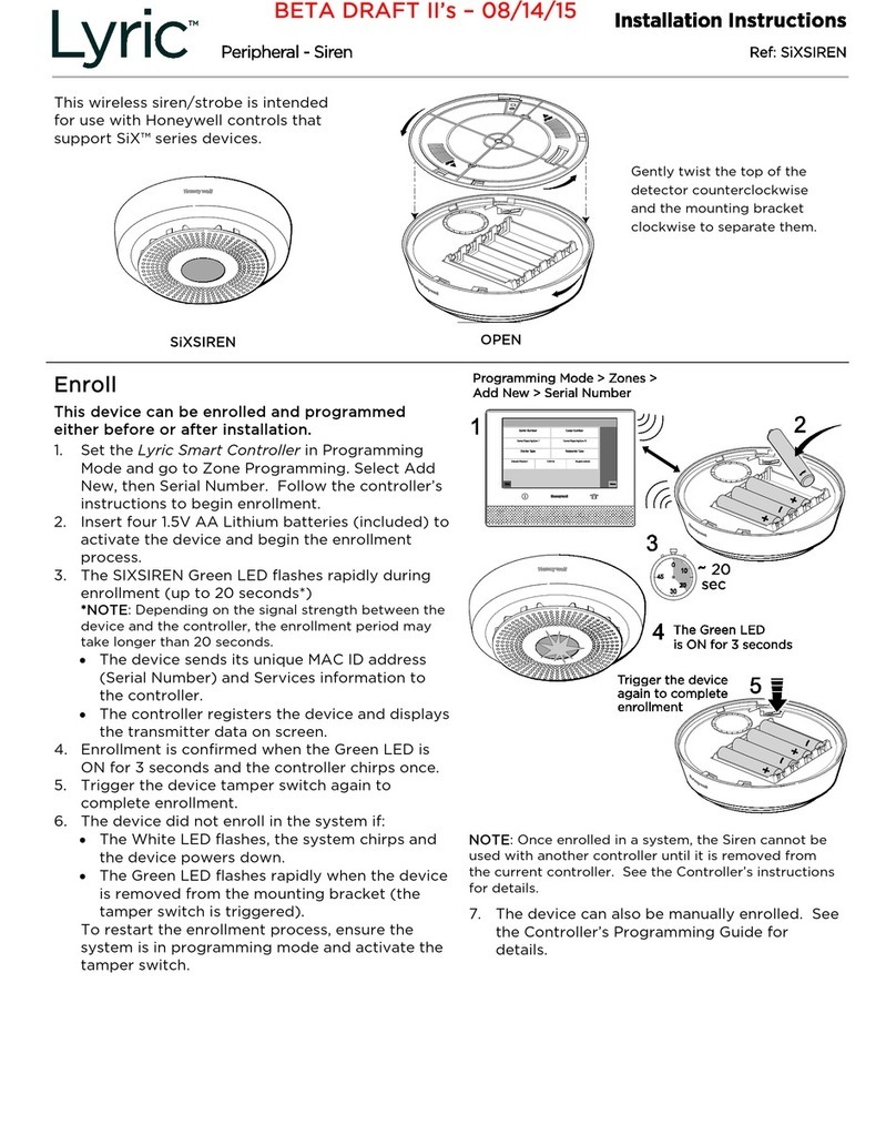 Honeywell Lyric SIXSIREN User manual