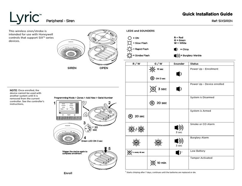 Honeywell Lyric SIXSIREN Quick installation guide