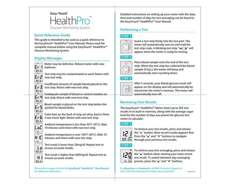 Easy Touch HealthPro Quick reference guide