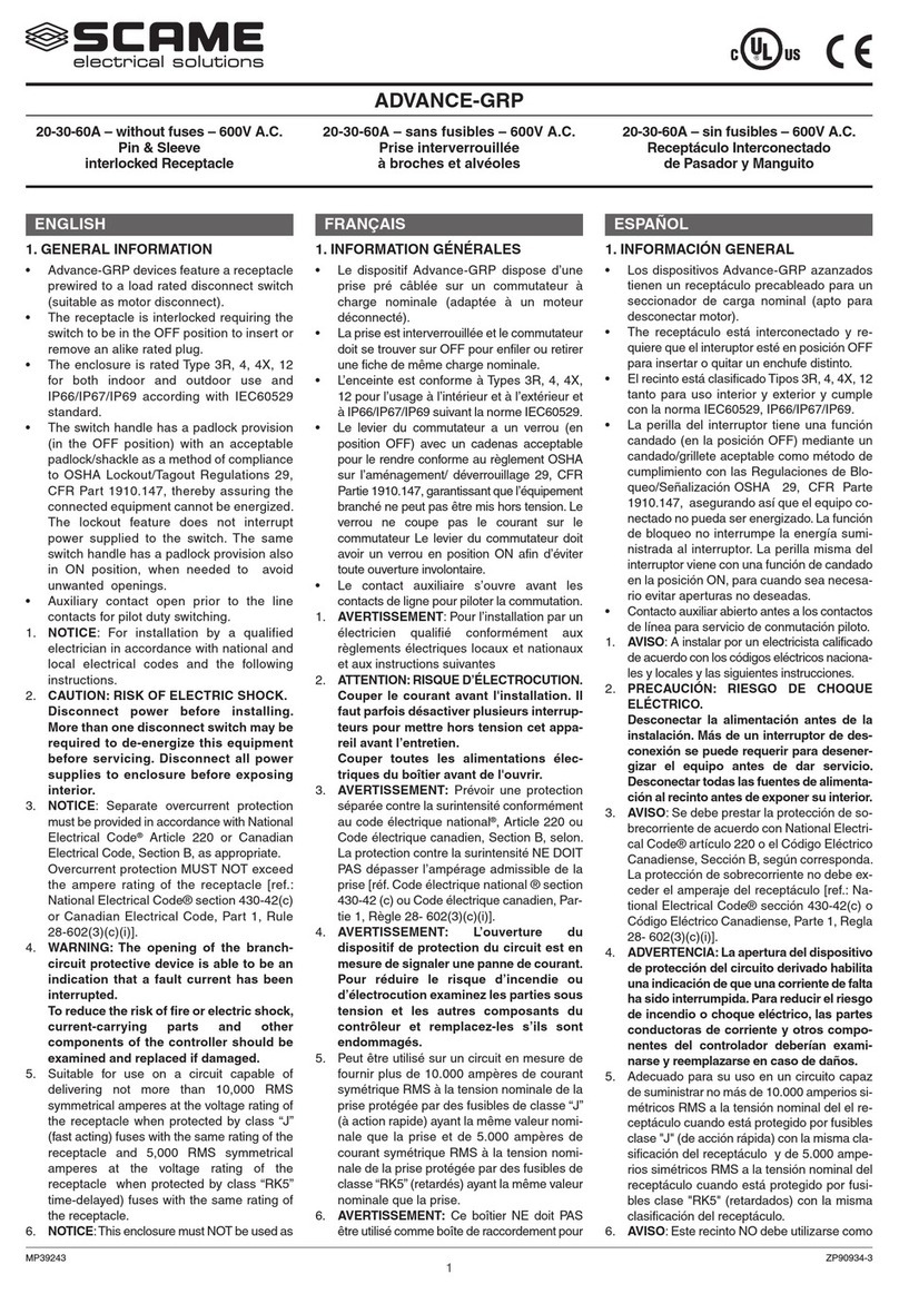 Scame electrical solutions Advance-GRP installation manual