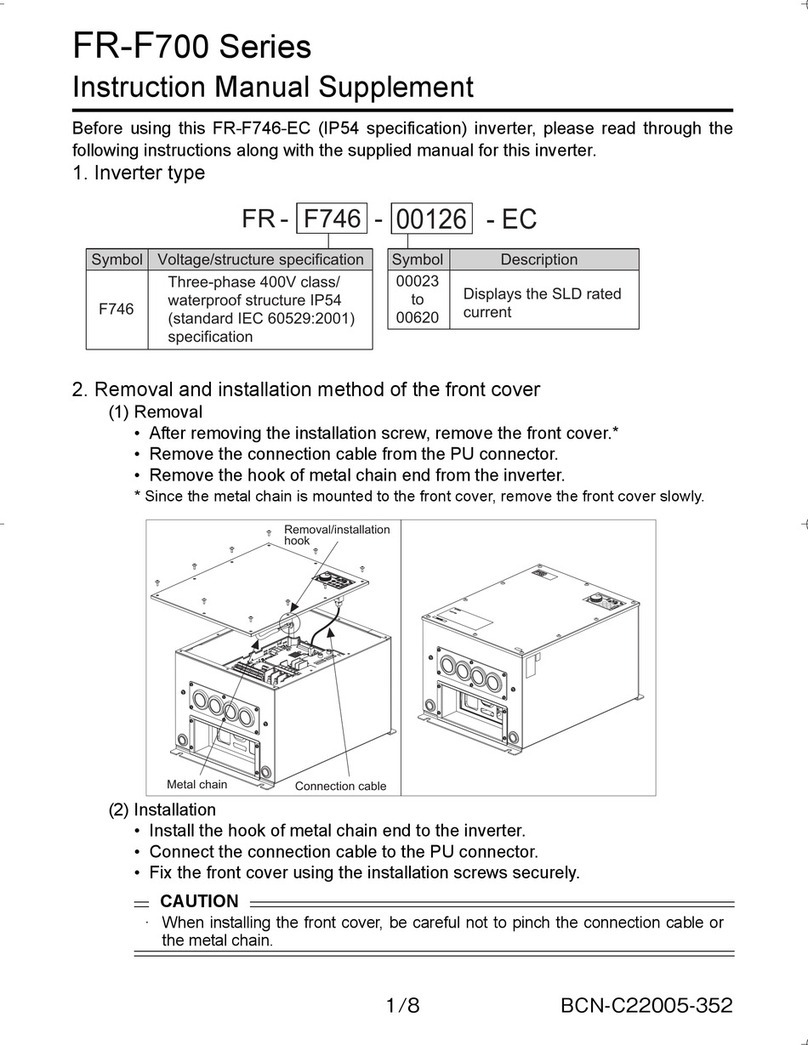Mitsubishi Electric FR-F700 Series Instruction manual supplement