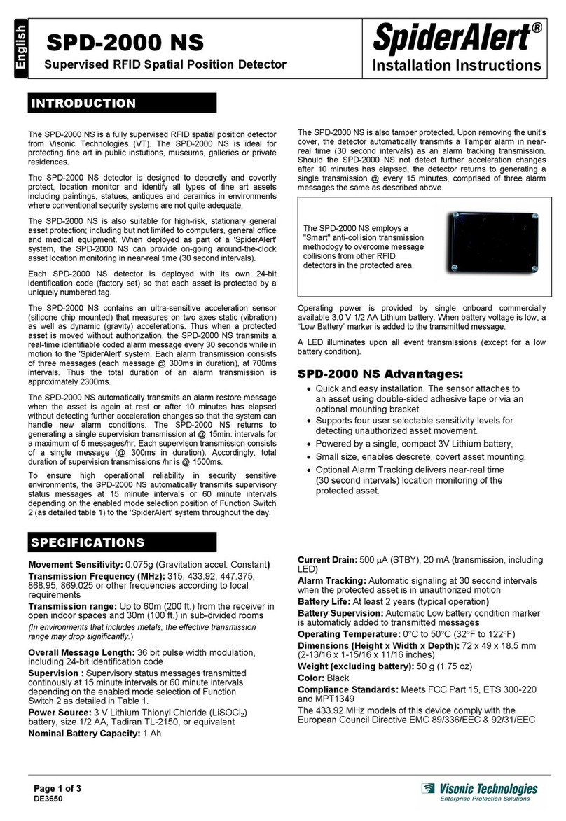 SpiderAlert SPD-2000 NS installation instructions