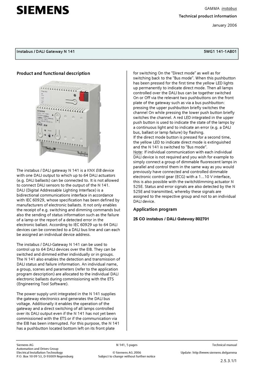 Siemens Instabus/DALI Gateway N 141 User manual