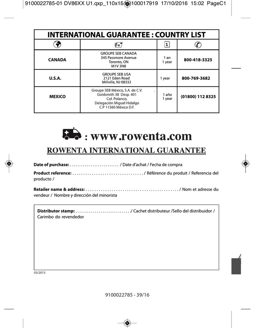 Rowenta DV86 Series User manual