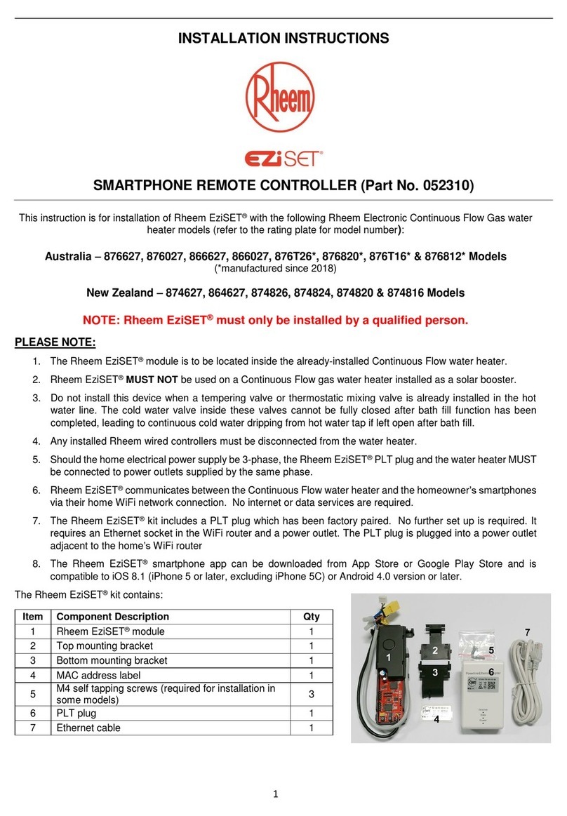 Rheem EZiSET 052310 installation instructions