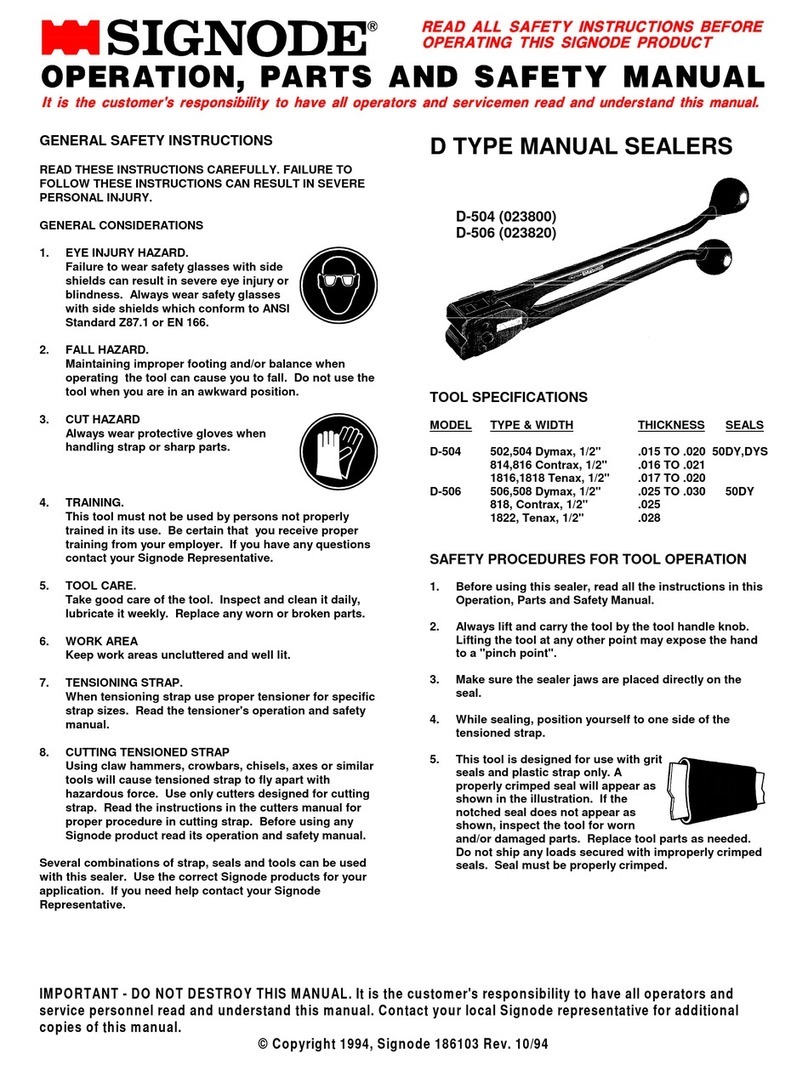 Signode D-504 Use and care manual