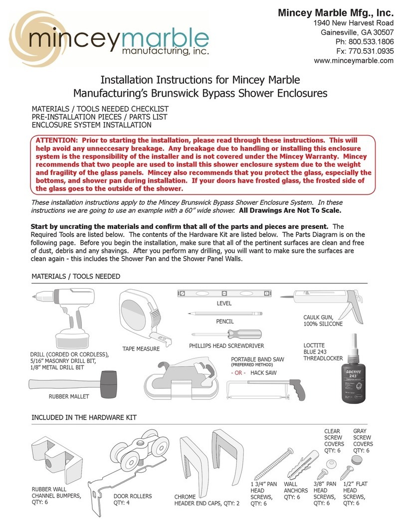 Mincey Marble Manufacturing Brunswick Bypass installation instructions