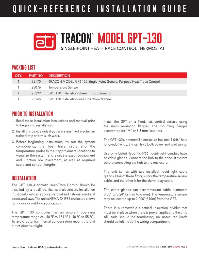 ETI TRACON GPT-130 Quick reference install guide