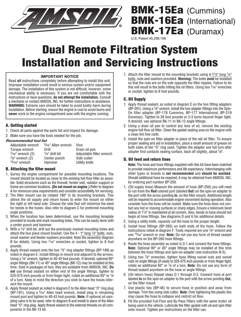 AMSOIL BMK-15Ea Installation and servicing instructions