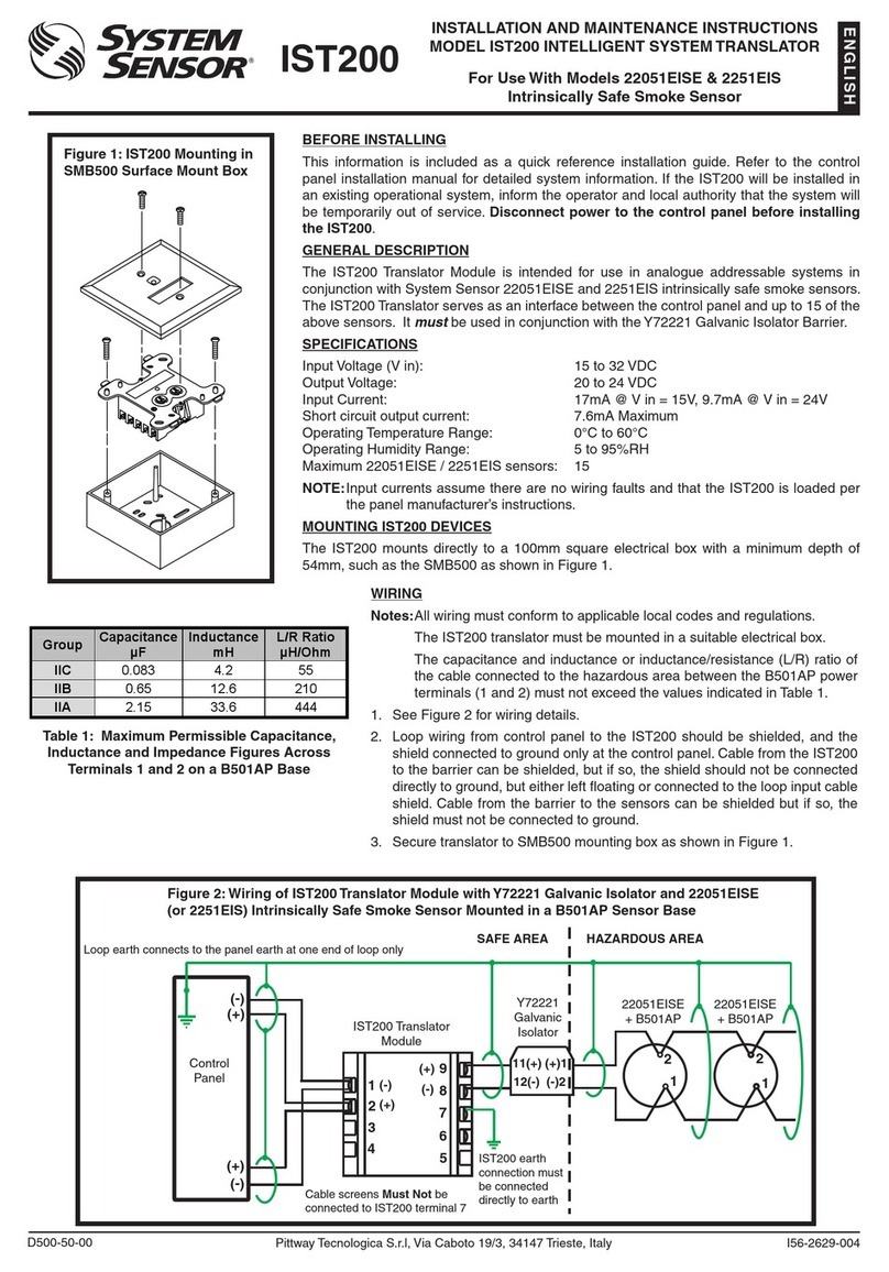 System Sensor IST200 Installation and maintenance instructions