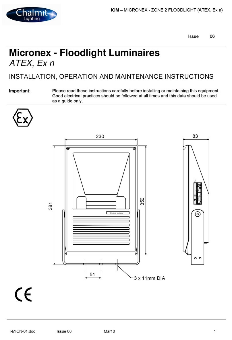 Chalmit lighting Micronex 70W HPS Installation, operation and maintenance instructions