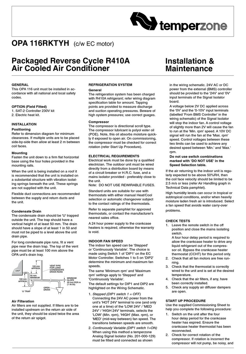 TemperZone OPA 116RKTYH Maintenance and service guide