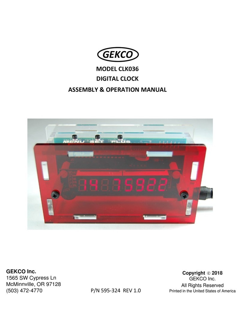 Gecko CLK036 Assembly & operation manual