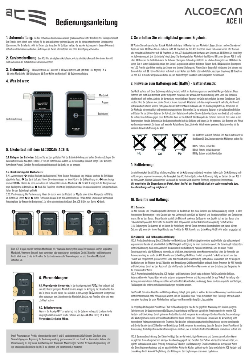 Ace Alcoscan ACE II User manual