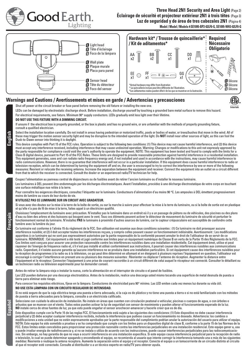 Good Earth Lighting SE1095-BP2-02LF0-G User manual