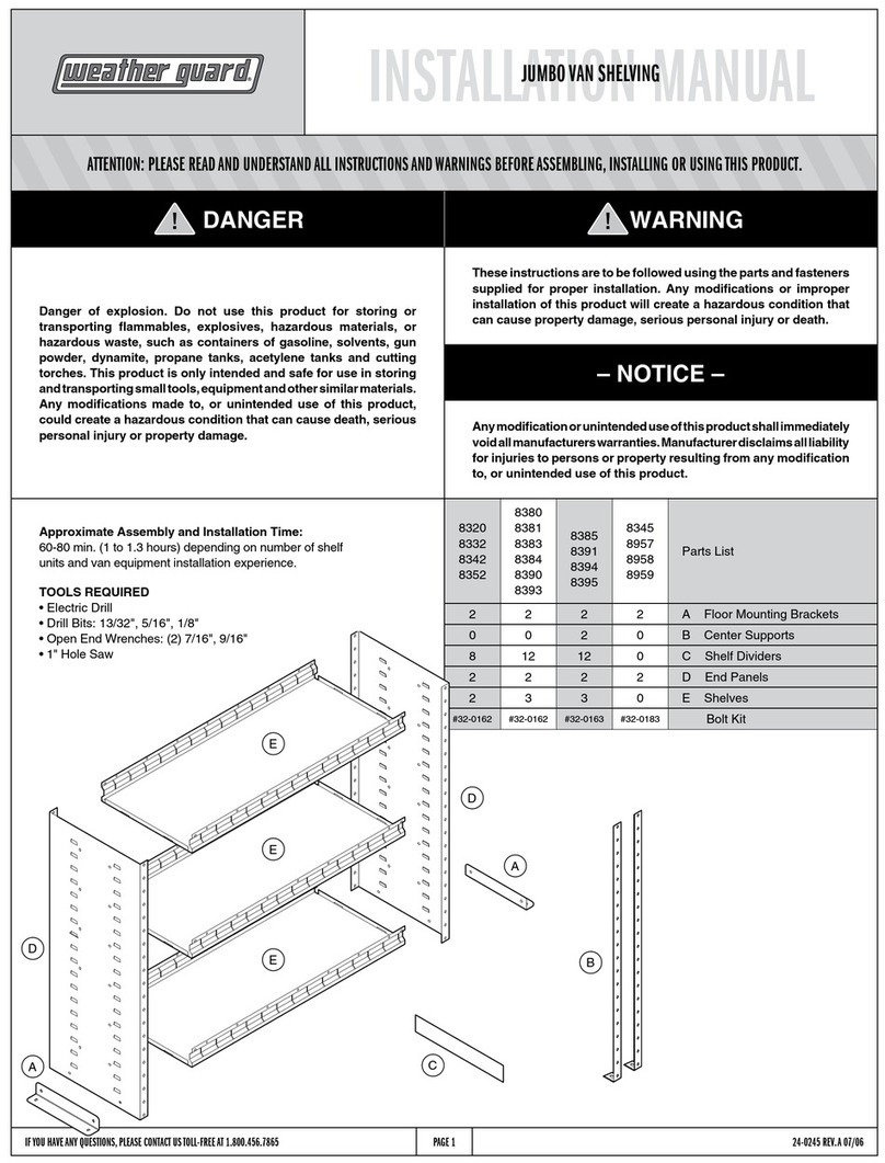 Weather Guard JUMBO VAN SHELVING installation manual