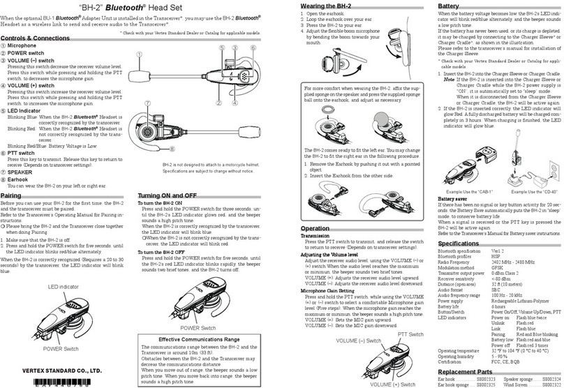 Vertex Standard BH-2 operating manual
