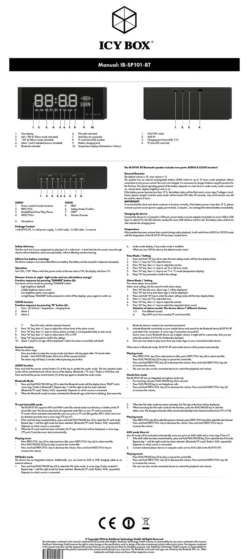 Icy Box IB-SP101-BT manual