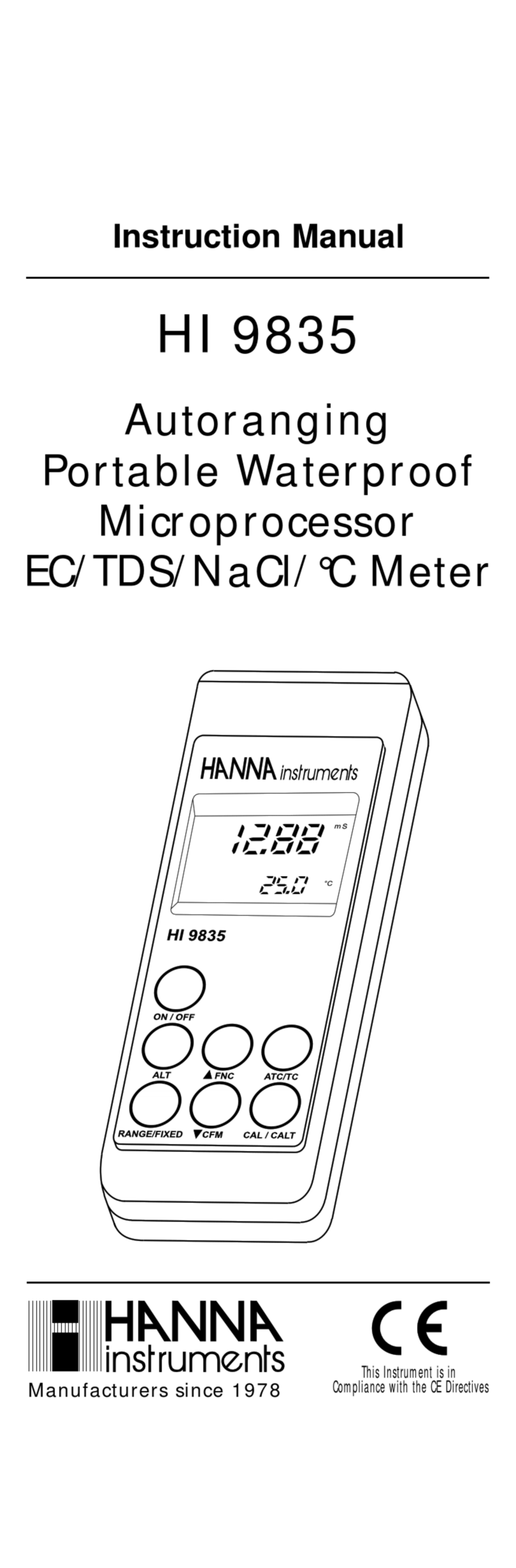 Hanna Instruments HI 9835 instruction manual