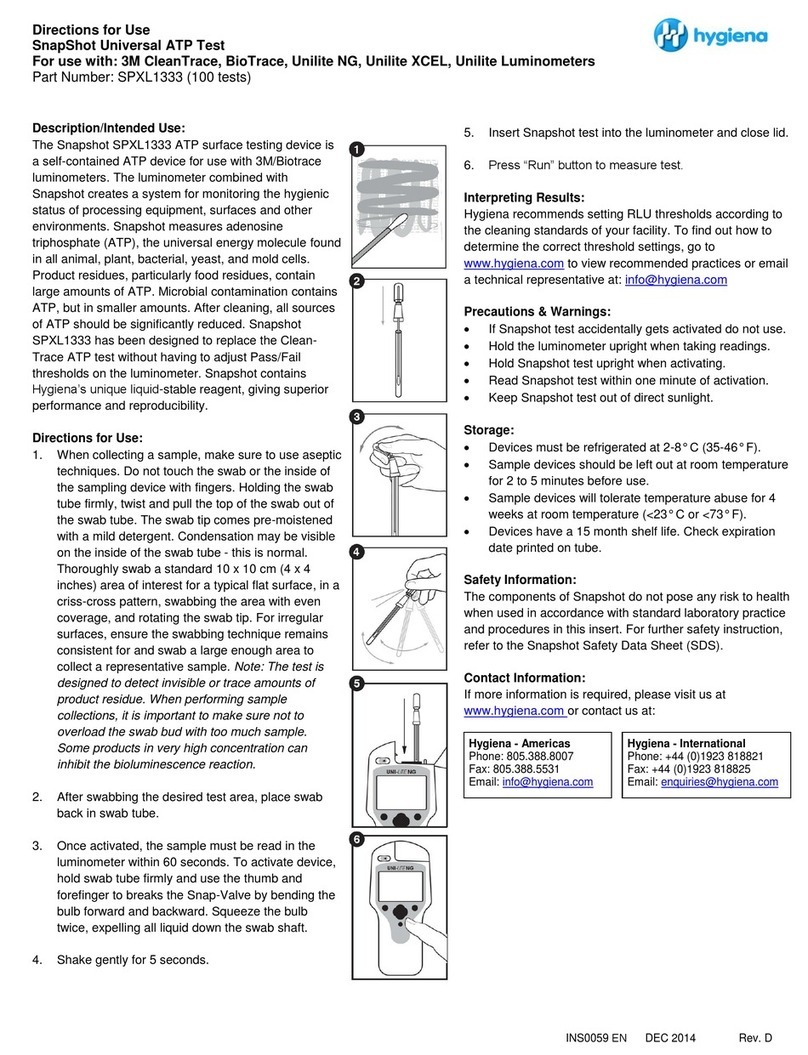 Hygiena Snapshot SPXL1333 Directions for use
