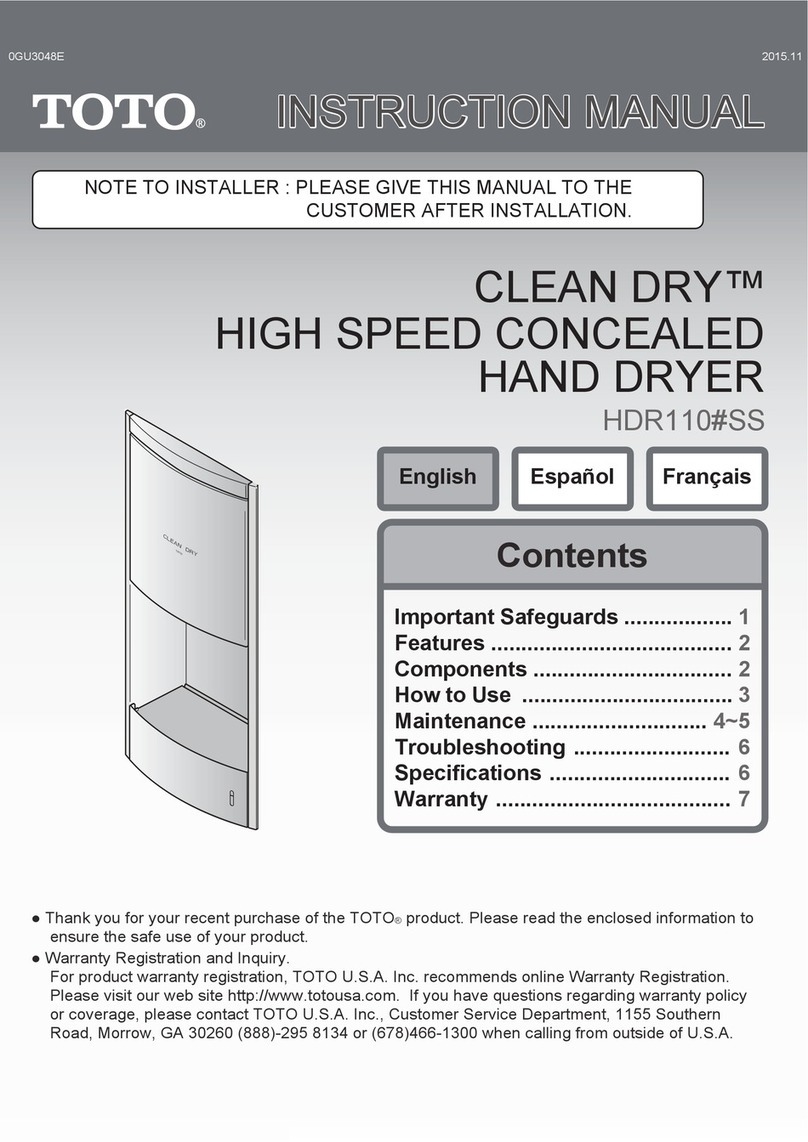 Toto Clean Dry HDR110#SS instruction manual