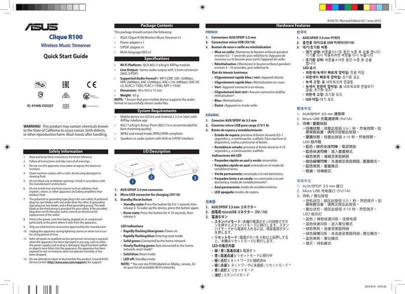 Asus Clique R100 quick start guide