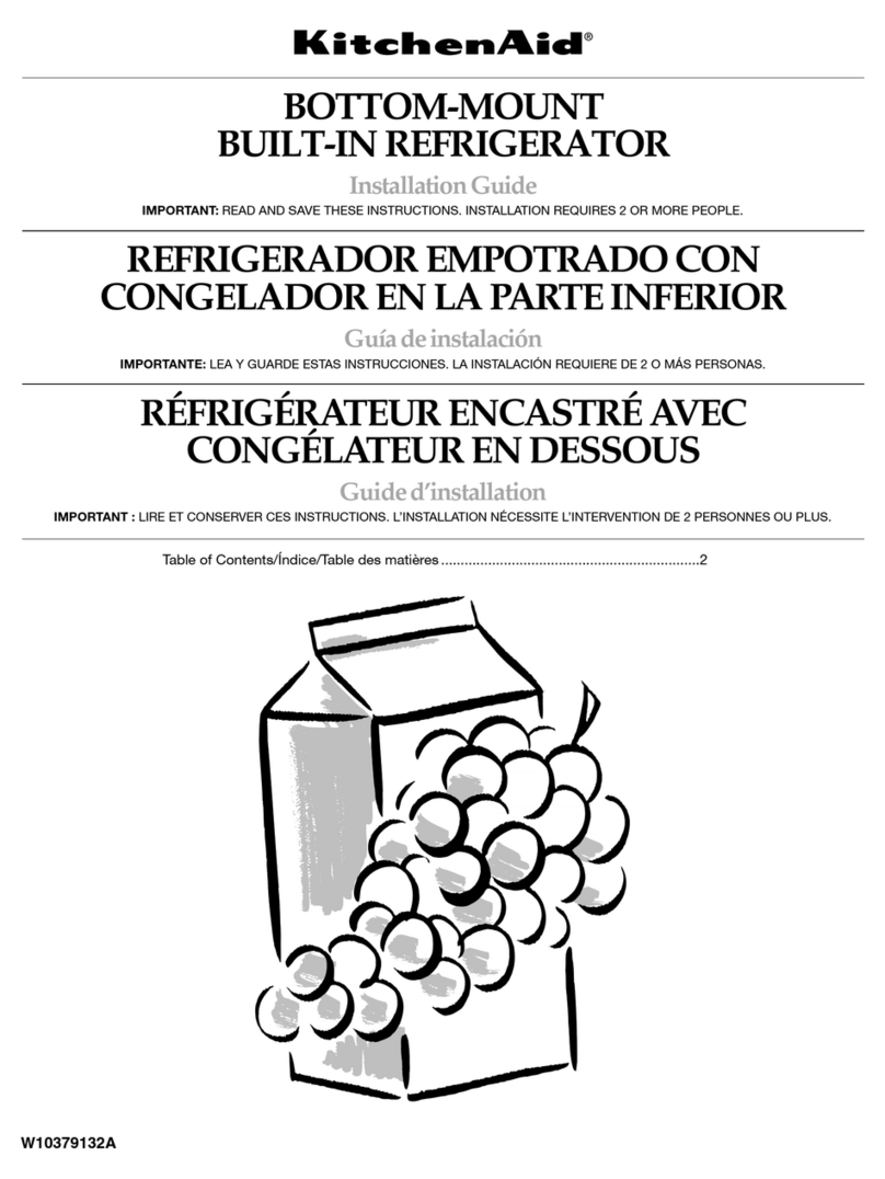 KitchenAid KBLC36FTS - 36" Bottom-Freezer Refrigerator installation guide
