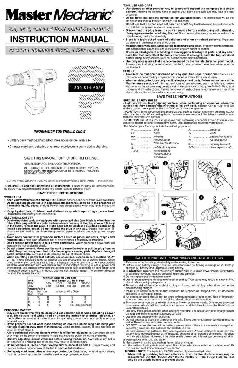 master mechanic TV230 instruction manual