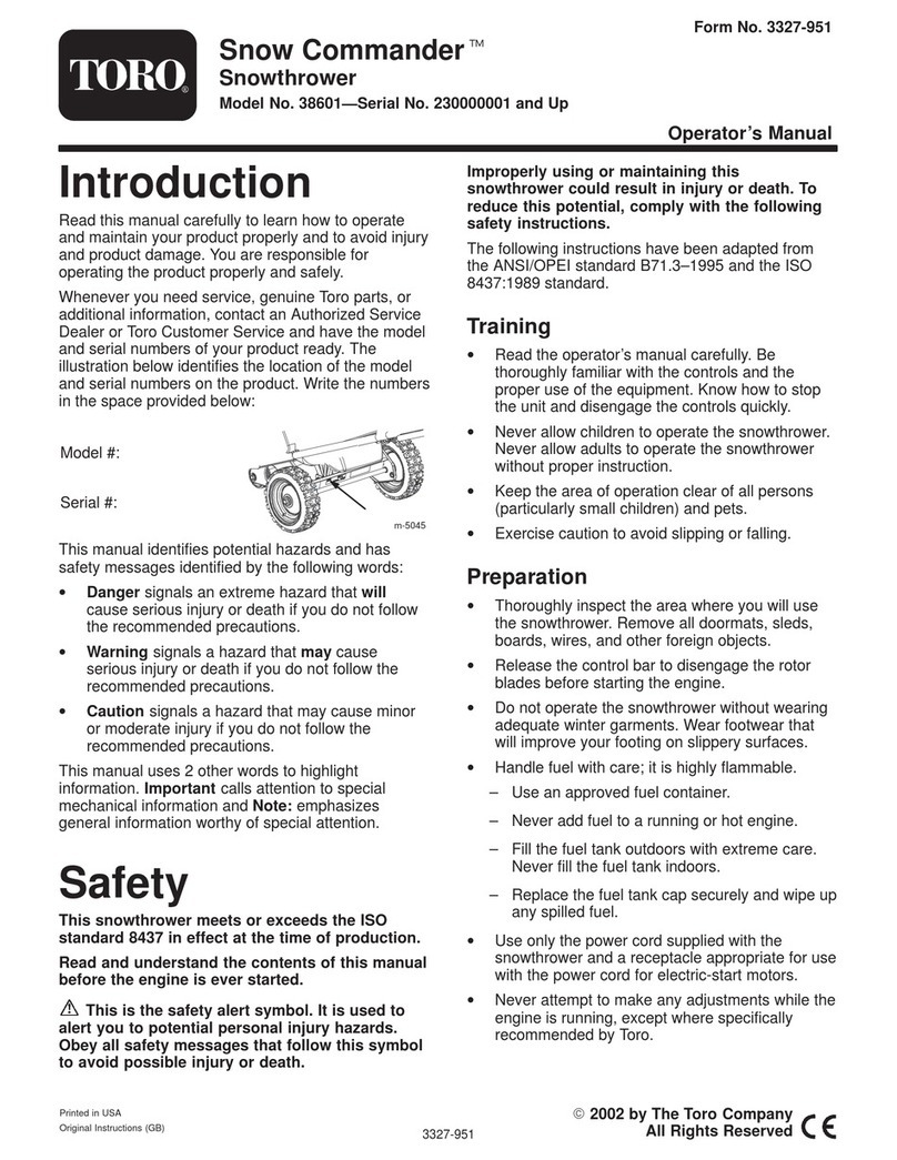 Toro Snow Commander 38601 Operator's manual