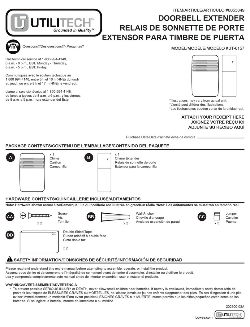 Utilitech UT-6157 installation manual